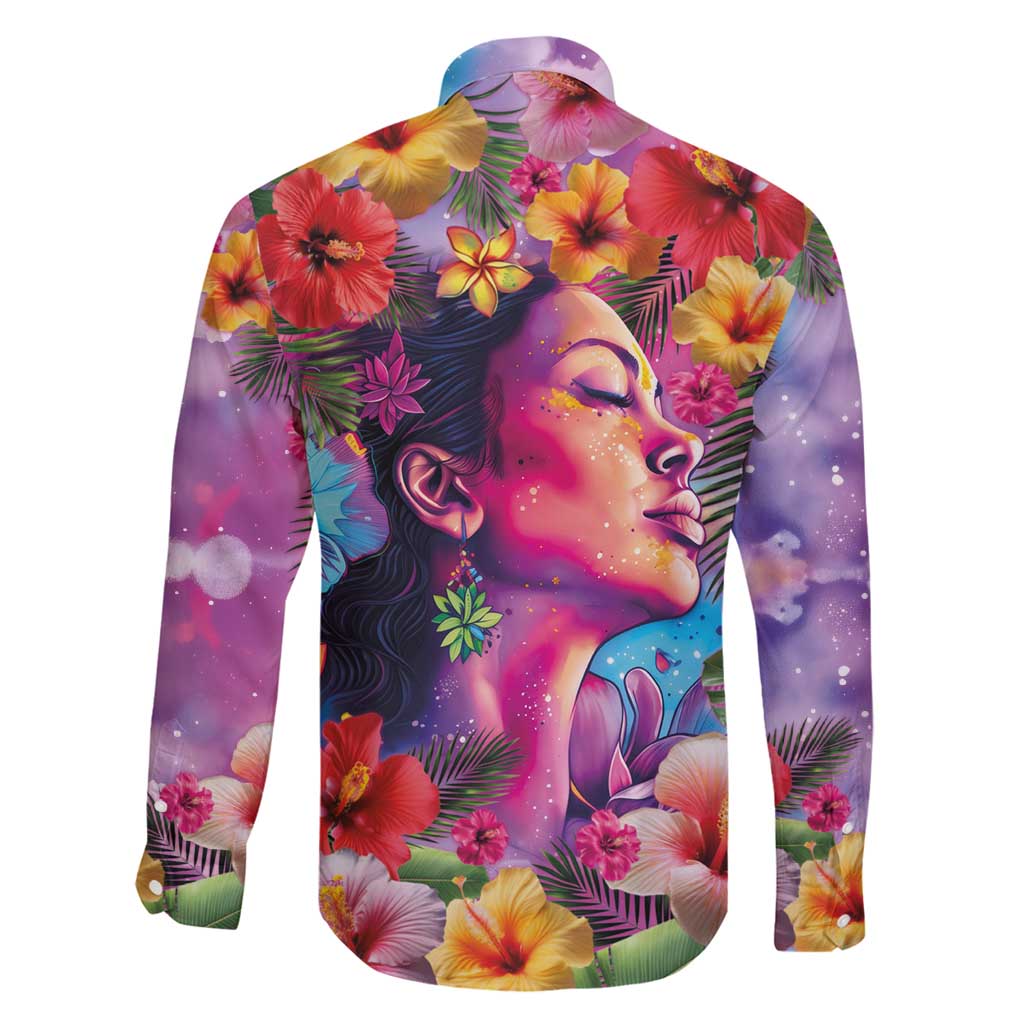 Polynesian Women Family Matching Summer Maxi Dress and Hawaiian Shirt Tropical Plant - Vibrant Surreal Dreamscape Vibe LT03 - Polynesian Pride