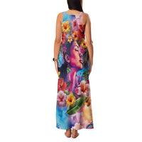 Polynesian Women Family Matching Tank Maxi Dress and Hawaiian Shirt Tropical Plant - Vibrant Surreal Dreamscape Vibe LT03 - Polynesian Pride