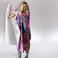 Polynesian Women Hooded Blanket Tropical Plant - Vibrant Surreal Dreamscape Vibe