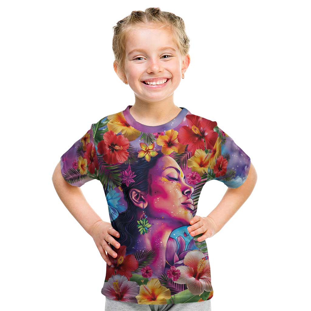 Polynesian Women Kid T Shirt Tropical Plant - Vibrant Surreal Dreamscape Vibe LT03 Pink-Purple - Polynesian Pride