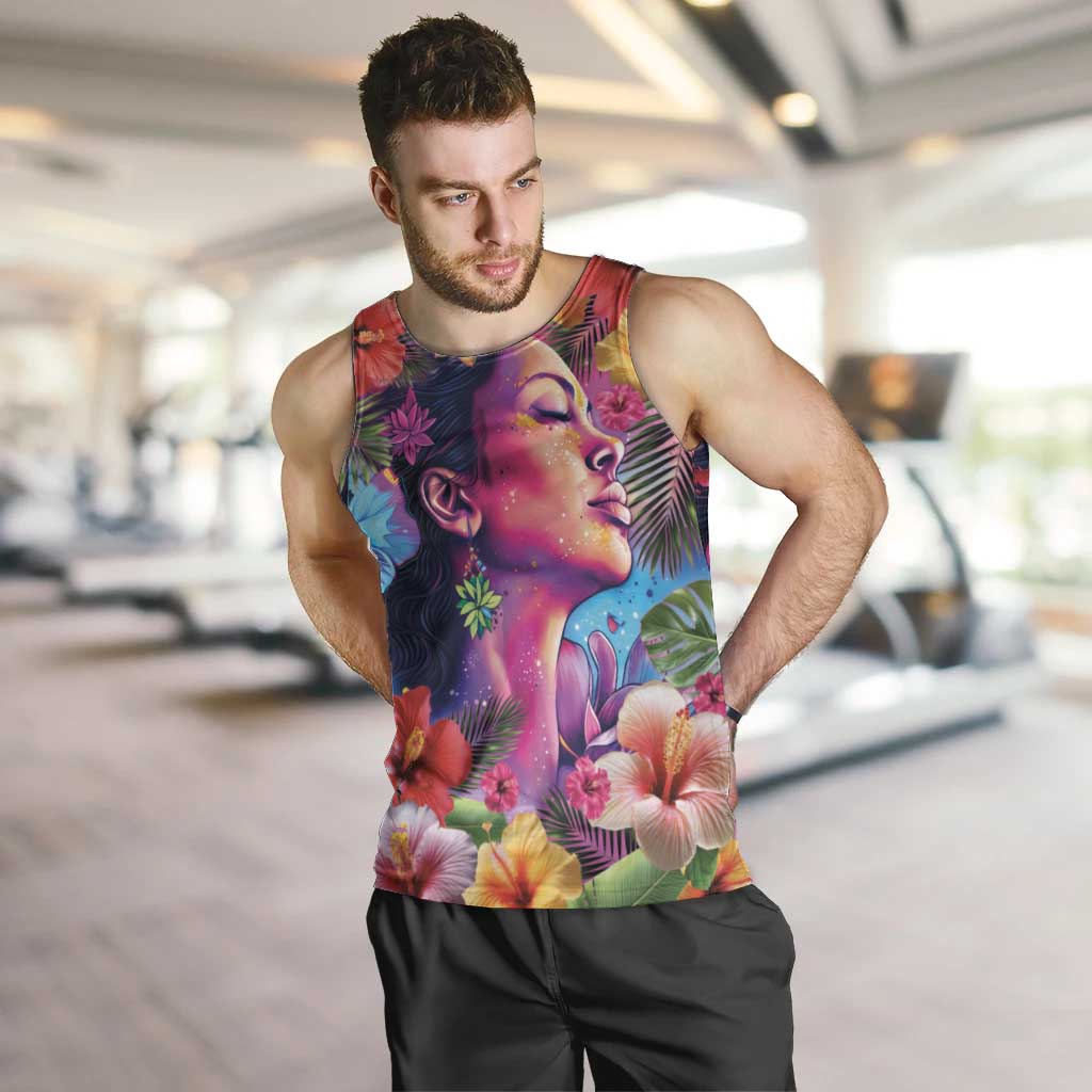 Polynesian Women Men Tank Top Tropical Plant - Vibrant Surreal Dreamscape Vibe LT03 Pink-Purple - Polynesian Pride