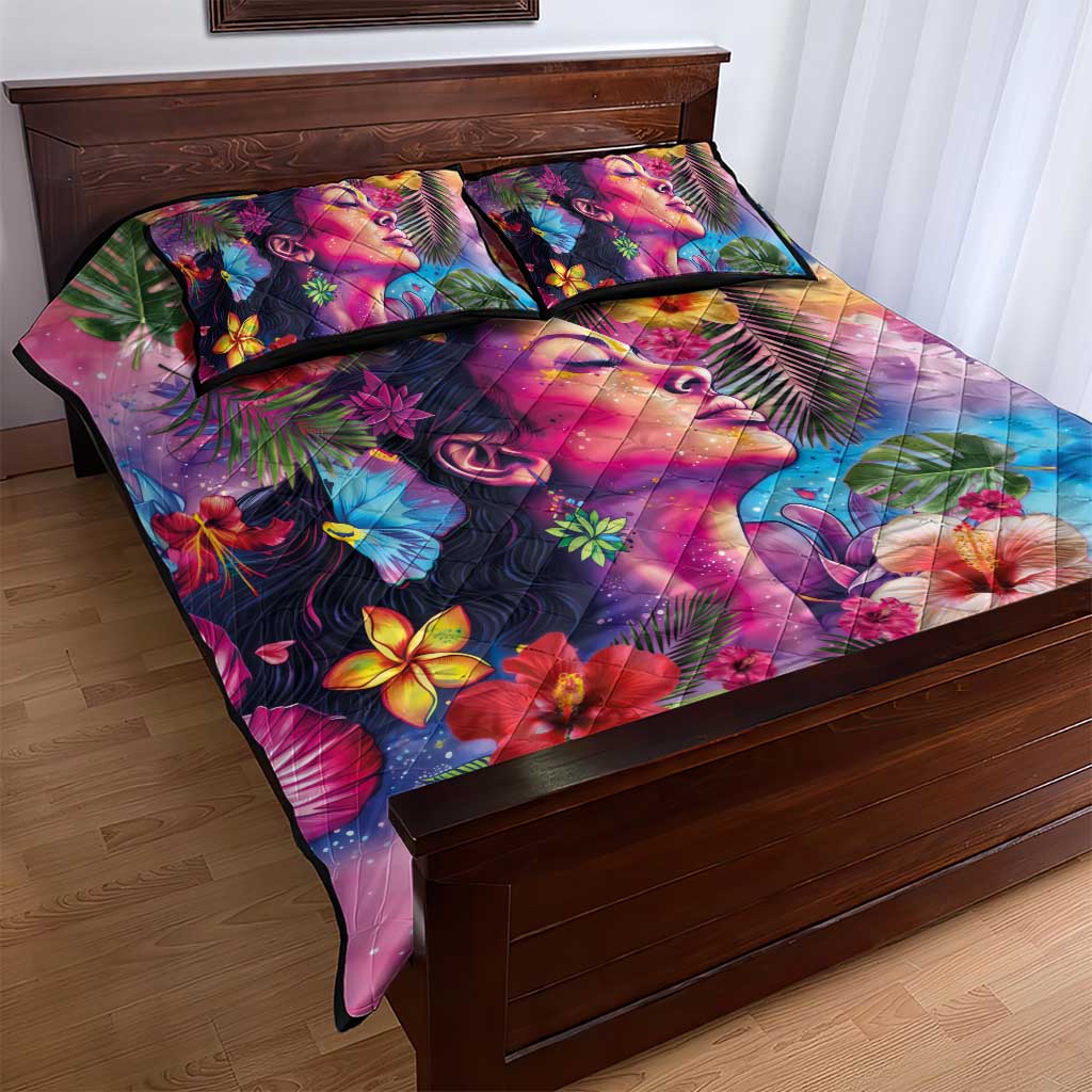 Polynesian Women Quilt Bed Set Tropical Plant - Vibrant Surreal Dreamscape Vibe LT03 - Polynesian Pride