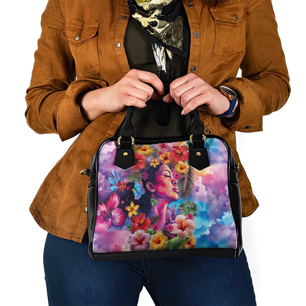 Polynesian Women Shoulder Handbag Tropical Plant - Vibrant Surreal Dreamscape Vibe