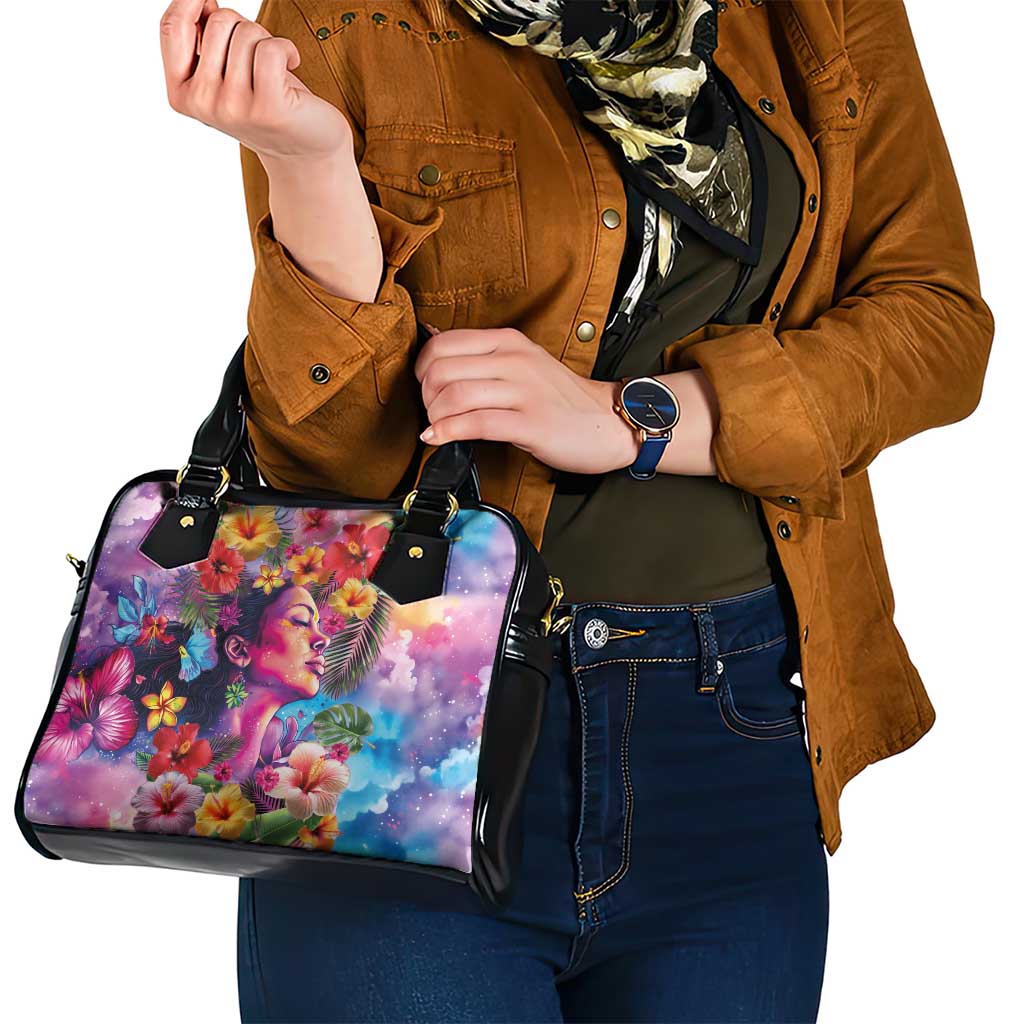 Polynesian Women Shoulder Handbag Tropical Plant - Vibrant Surreal Dreamscape Vibe