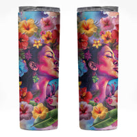 Polynesian Women Skinny Tumbler Tropical Plant - Vibrant Surreal Dreamscape Vibe LT03 Pink-Purple - Polynesian Pride