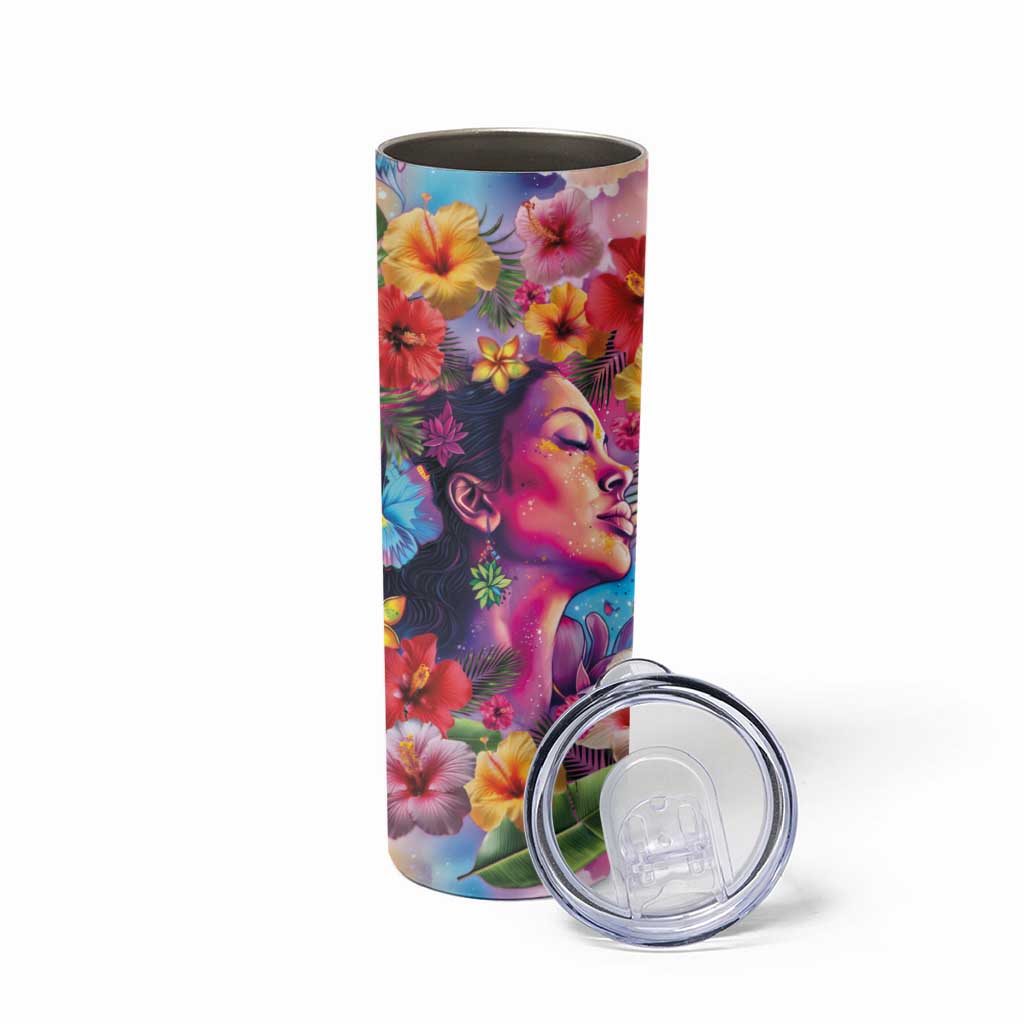 Polynesian Women Skinny Tumbler Tropical Plant - Vibrant Surreal Dreamscape Vibe LT03 - Polynesian Pride