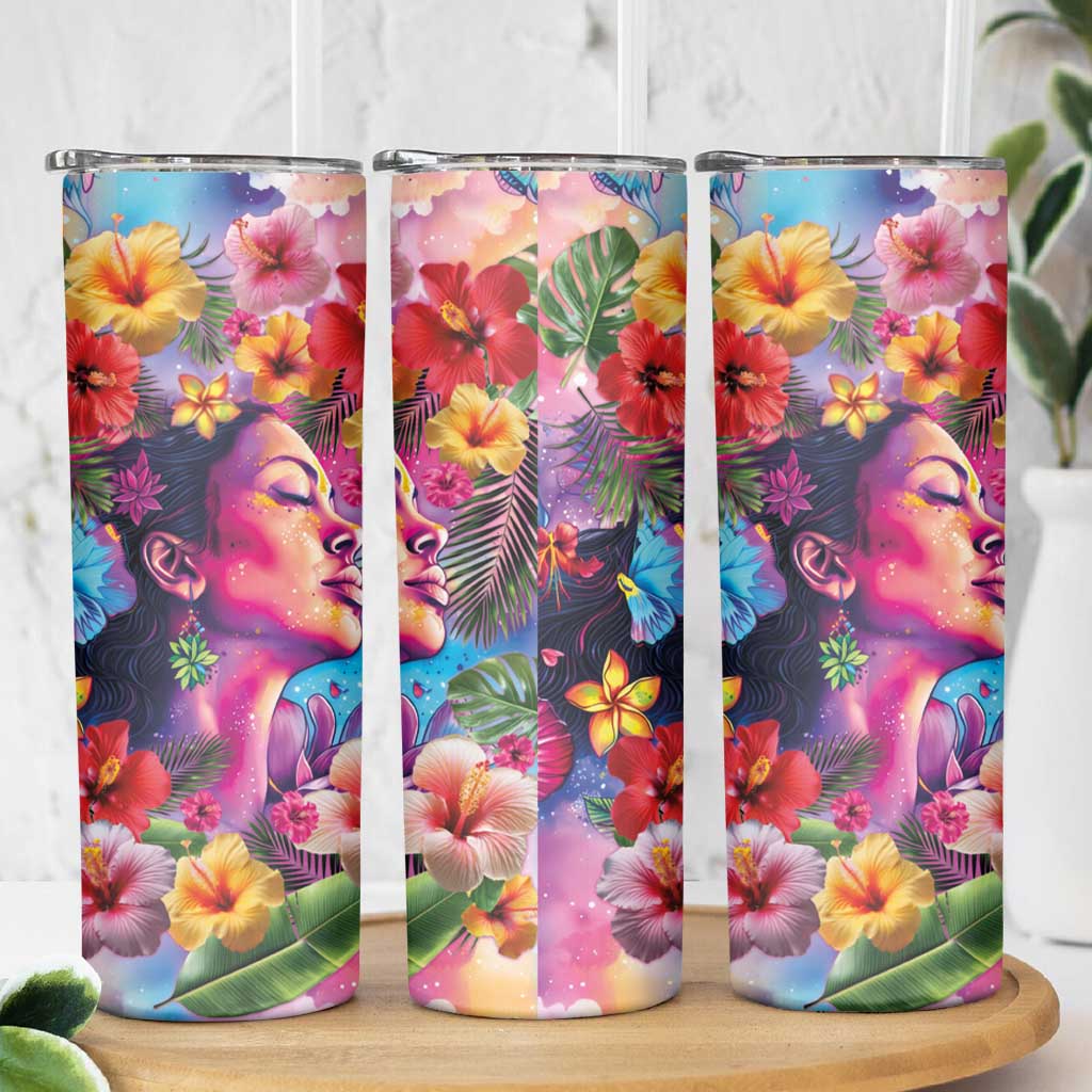 Polynesian Women Skinny Tumbler Tropical Plant - Vibrant Surreal Dreamscape Vibe LT03 - Polynesian Pride