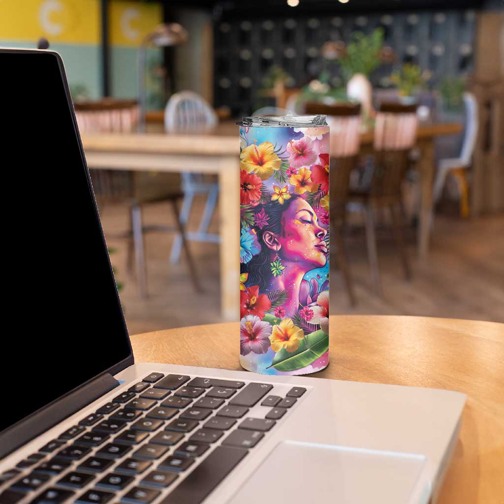 Polynesian Women Skinny Tumbler Tropical Plant - Vibrant Surreal Dreamscape Vibe LT03 - Polynesian Pride