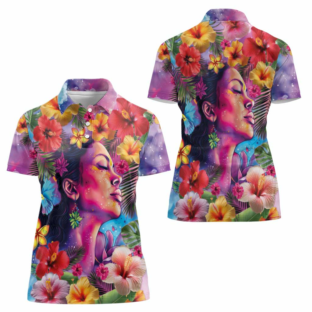 Polynesian Women Women Polo Shirt Tropical Plant - Vibrant Surreal Dreamscape Vibe LT03 - Polynesian Pride