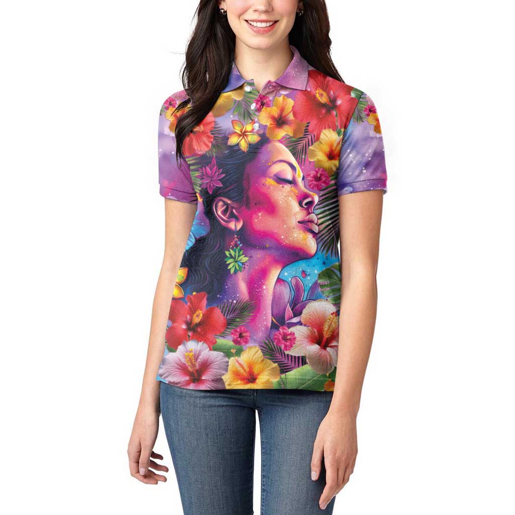 Polynesian Women Women Polo Shirt Tropical Plant - Vibrant Surreal Dreamscape Vibe LT03 - Polynesian Pride