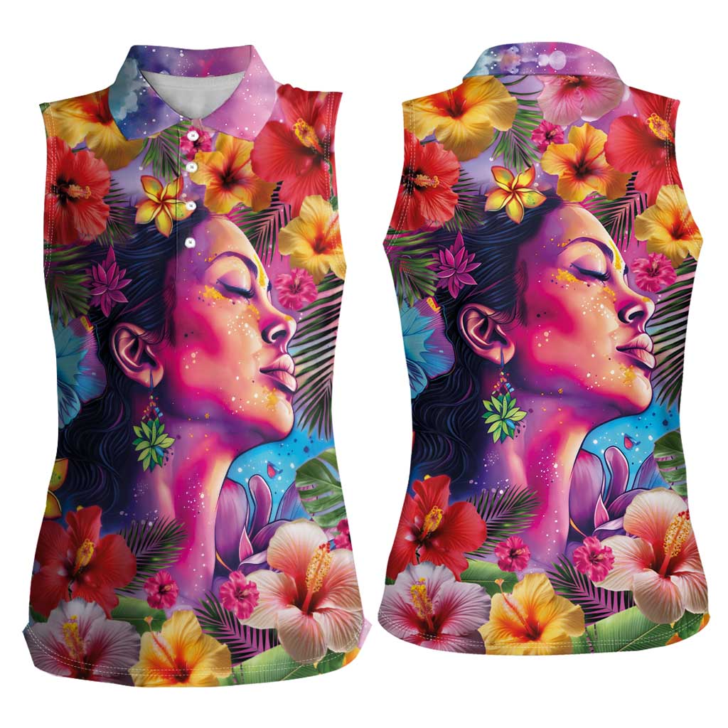 Polynesian Women Women Sleeveless Polo Shirt Tropical Plant - Vibrant Surreal Dreamscape Vibe LT03 - Polynesian Pride