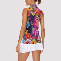 Polynesian Women Women Sleeveless Polo Shirt Tropical Plant - Vibrant Surreal Dreamscape Vibe LT03 - Polynesian Pride