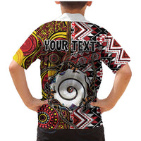 Personalised Aotearoa and Australia Together Family Matching Mermaid Dress and Hawaiian Shirt Koru and Kangaroo - Taniko with Aboriginal Motif LT03 - Polynesian Pride