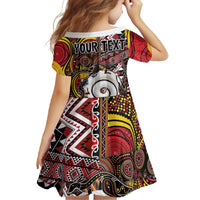 Personalised Aotearoa and Australia Together Family Matching Off Shoulder Maxi Dress and Hawaiian Shirt Koru and Kangaroo - Taniko with Aboriginal Motif LT03 - Polynesian Pride