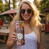 Personalised Aotearoa and Australia Together Skinny Tumbler Koru and Kangaroo - Taniko with Aboriginal Motif LT03 - Polynesian Pride