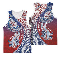 Hawaiian Manta Ray and Hammerhead Shark Tribal Tattoo Basketball Jersey with Polynesian Tribal Pattern Hawaii Flag Color LT03 - Polynesian Pride