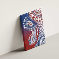 Hawaiian Manta Ray and Hammerhead Shark Tribal Tattoo Canvas Wall Art with Polynesian Tribal Pattern Hawaii Flag Color LT03 - Polynesian Pride
