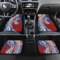 Hawaiian Manta Ray and Hammerhead Shark Tribal Tattoo Car Mats with Polynesian Tribal Pattern Hawaii Flag Color LT03 Set 4pcs Multicolor - Polynesian Pride