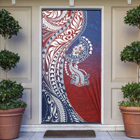 Hawaiian Manta Ray and Hammerhead Shark Tribal Tattoo Door Cover with Polynesian Tribal Pattern Hawaii Flag Color LT03 Multicolor - Polynesian Pride