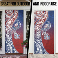 Hawaiian Manta Ray and Hammerhead Shark Tribal Tattoo Door Cover with Polynesian Tribal Pattern Hawaii Flag Color LT03 - Polynesian Pride