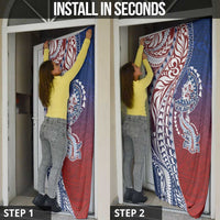 Hawaiian Manta Ray and Hammerhead Shark Tribal Tattoo Door Cover with Polynesian Tribal Pattern Hawaii Flag Color LT03 - Polynesian Pride