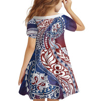 Hawaiian Manta Ray and Hammerhead Shark Tribal Tattoo Family Matching Short Sleeve Bodycon Dress and Hawaiian Shirt with Polynesian Tribal Pattern Hawaii Flag Color LT03 - Polynesian Pride