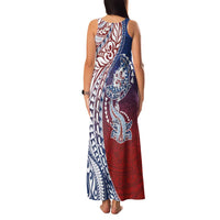 Hawaiian Manta Ray and Hammerhead Shark Tribal Tattoo Family Matching Tank Maxi Dress and Hawaiian Shirt with Polynesian Tribal Pattern Hawaii Flag Color LT03 - Polynesian Pride