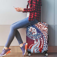 Hawaiian Manta Ray and Hammerhead Shark Tribal Tattoo Luggage Cover with Polynesian Tribal Pattern Hawaii Flag Color LT03 - Polynesian Pride