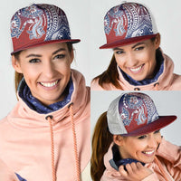 Hawaiian Manta Ray and Hammerhead Shark Tribal Tattoo Mesh Trucker Cap with Polynesian Tribal Pattern Hawaii Flag Color LT03 - Polynesian Pride