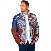 Hawaiian Manta Ray and Hammerhead Shark Tribal Tattoo Padded Jacket with Polynesian Tribal Pattern Hawaii Flag Color LT03 - Polynesian Pride