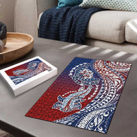 Hawaiian Manta Ray and Hammerhead Shark Tribal Tattoo Puzzle with Polynesian Tribal Pattern Hawaii Flag Color LT03 - Polynesian Pride