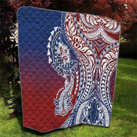 Hawaiian Manta Ray and Hammerhead Shark Tribal Tattoo Quilt with Polynesian Tribal Pattern Hawaii Flag Color LT03 - Polynesian Pride
