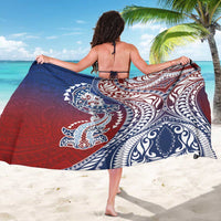 Hawaiian Manta Ray and Hammerhead Shark Tribal Tattoo Sarong with Polynesian Tribal Pattern Hawaii Flag Color LT03 - Polynesian Pride