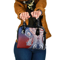 Hawaiian Manta Ray and Hammerhead Shark Tribal Tattoo Shoulder Handbag with Polynesian Tribal Pattern Hawaii Flag Color LT03 One Size Multicolor - Polynesian Pride