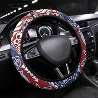 Hawaiian Manta Ray and Hammerhead Shark Tribal Tattoo Steering Wheel Cover with Polynesian Tribal Pattern Hawaii Flag Color LT03 Universal Fit Multicolor - Polynesian Pride