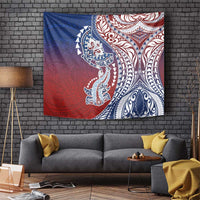 Hawaiian Manta Ray and Hammerhead Shark Tribal Tattoo Tapestry with Polynesian Tribal Pattern Hawaii Flag Color LT03 Multicolor - Polynesian Pride