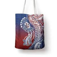 Hawaiian Manta Ray and Hammerhead Shark Tribal Tattoo Tote Bag with Polynesian Tribal Pattern Hawaii Flag Color LT03 - Polynesian Pride