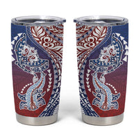 Hawaiian Manta Ray and Hammerhead Shark Tribal Tattoo Tumbler Cup with Polynesian Tribal Pattern Hawaii Flag Color LT03 Multicolor - Polynesian Pride