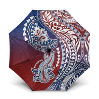 Hawaiian Manta Ray and Hammerhead Shark Tribal Tattoo Umbrella with Polynesian Tribal Pattern Hawaii Flag Color LT03 One Size Folded 11.42 inch Opened Diameter 37.4 inch Multicolor - Polynesian Pride
