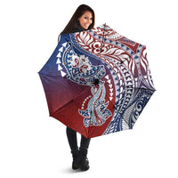 Hawaiian Manta Ray and Hammerhead Shark Tribal Tattoo Umbrella with Polynesian Tribal Pattern Hawaii Flag Color LT03 - Polynesian Pride