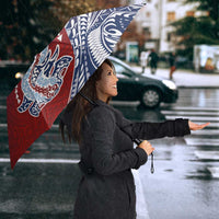 Hawaiian Manta Ray and Hammerhead Shark Tribal Tattoo Umbrella with Polynesian Tribal Pattern Hawaii Flag Color LT03 - Polynesian Pride