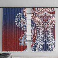 Hawaiian Manta Ray and Hammerhead Shark Tribal Tattoo Window Curtain with Polynesian Tribal Pattern Hawaii Flag Color LT03 With Hooks Multicolor - Polynesian Pride