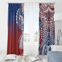 Hawaiian Manta Ray and Hammerhead Shark Tribal Tattoo Window Curtain with Polynesian Tribal Pattern Hawaii Flag Color LT03 - Polynesian Pride