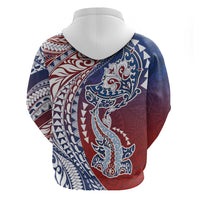 Hawaiian Manta Ray and Hammerhead Shark Tribal Tattoo Zip Hoodie with Polynesian Tribal Pattern Hawaii Flag Color LT03 - Polynesian Pride