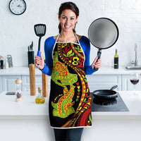 Hawaiian Manta Ray and Hammerhead Shark Tribal Tattoo Apron with Polynesian Tribal Pattern Kanaka Maoli Flag Color LT03 - Polynesian Pride