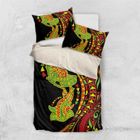 Hawaiian Manta Ray and Hammerhead Shark Tribal Tattoo Bedding Set with Polynesian Tribal Pattern Kanaka Maoli Flag Color LT03 US Twin 172cm x 218cm Multicolor - Polynesian Pride