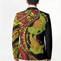 Hawaiian Manta Ray and Hammerhead Shark Tribal Tattoo Blazer with Polynesian Tribal Pattern Kanaka Maoli Flag Color LT03 - Polynesian Pride