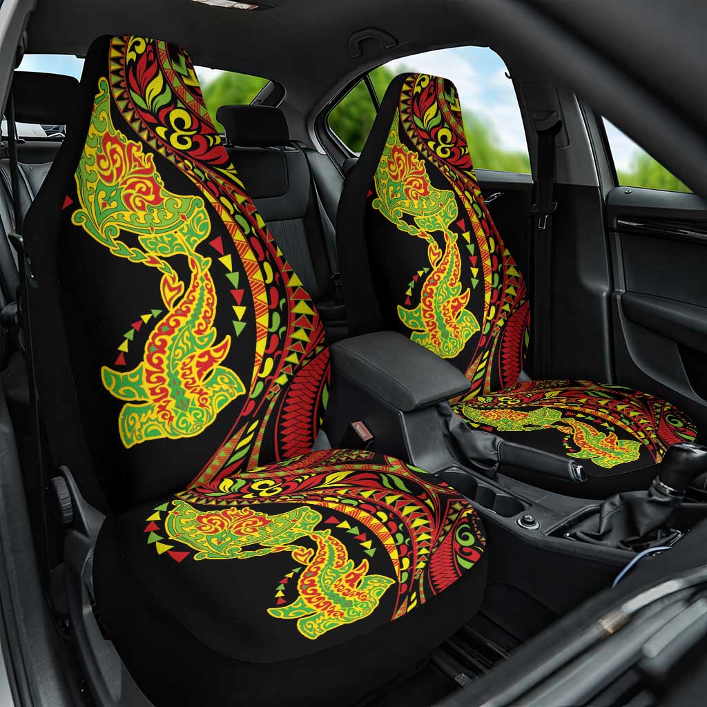 Hawaiian Manta Ray and Hammerhead Shark Tribal Tattoo Car Seat Cover with Polynesian Tribal Pattern Kanaka Maoli Flag Color LT03 One Size Multicolor - Polynesian Pride