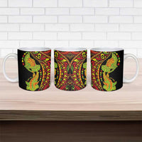 Hawaiian Manta Ray and Hammerhead Shark Tribal Tattoo Ceramic Mug with Polynesian Tribal Pattern Kanaka Maoli Flag Color LT03 - Polynesian Pride