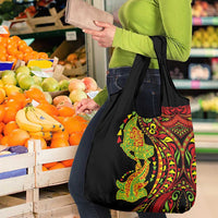 Hawaiian Manta Ray and Hammerhead Shark Tribal Tattoo Grocery Bag with Polynesian Tribal Pattern Kanaka Maoli Flag Color LT03 - Polynesian Pride